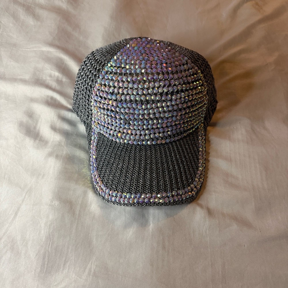 Gray Rhinestone Embellished Cap - Picture 2 of 5
